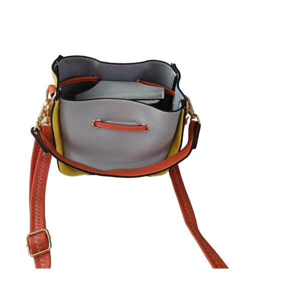 Colorblock Bucket Bag With Adjustable Strap & Drawstring Closure Cross Body - Picture 8 of 16